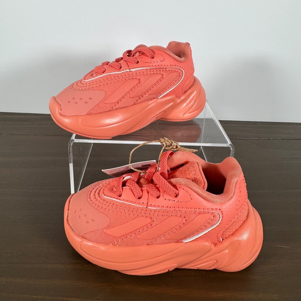Adidas Baby Ozelia Sneaker Semi Coral Fusion HQ1618 Elastic Laces Size 4K US New